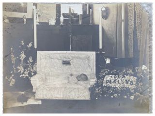 Vintage Antique Post Mortem Baby Girl 7.  5 X 9.  5 Photo Our Darling C1915