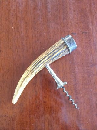 Antique Horn And Silver Capped Corkscrew Quite Large