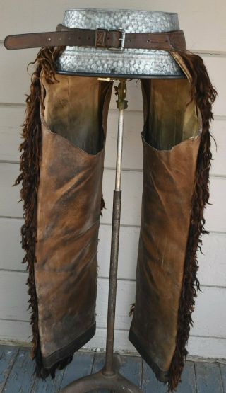 Antique F.  A.  Meanea Angora Woolie Cowboy Chaps Cheyenne Wyoming 4