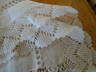 Antique Irish Linen Table Topper - Hand Crochet Lace