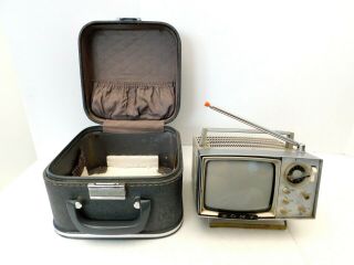 Micro 60s Sony Television Antique Old Transistor Tv Retro Space Age,  Carry Case