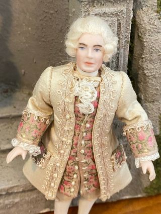 Vintage Artisan Miniature Dollhouse Doll Porcelain Man Of The Royal Court Uk