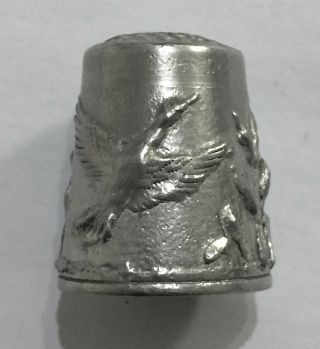 Collectable Vintage Pewter Thimble Duck Flying Made In England Maker Lmp Vgc