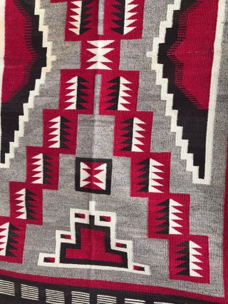 Large Antique Navajo Early Storm 1910 Native American Chiefs Blanket Rug 74 x 49 3