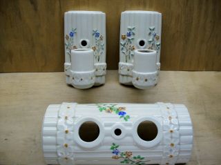 Vintage Porcelain Porcelier Ceiling Light Fixture & Matching Wall Sconces –