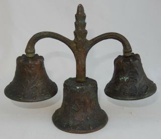 Vtg.  Or Antique 3 Bronze Attached 1811 Mission Bells W/embossed Design