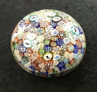 Antique B 1848 Baccarat Closely Packed Millefiori Silhouette Paperweight 2 5/8 