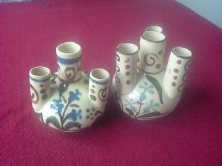 Two Antique Aller Vale Udder Vases 3 1/4 " And 3 1/2 " Tall