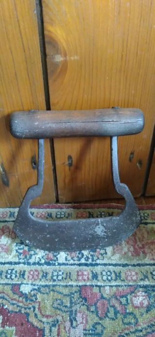 Antique Early Primitive Handmade Thick Forged Wood Handle Chopper 6.  5 " Patina