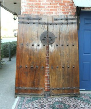 Antique Chinese Teak Wood Door With Iron