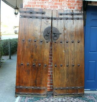 Antique Chinese Teak Wood Door With Iron 2