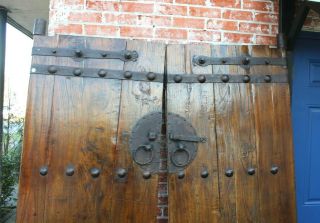 Antique Chinese Teak Wood Door With Iron 3