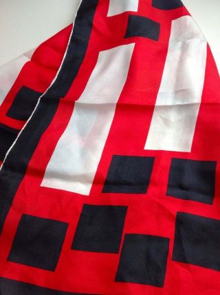 Stunning Vintage 100 Silk Scarf With Black,  White And Red Colours