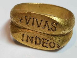 0512.  Roman Gold Ring With Vivas Indeo 1st C.  Ad