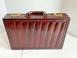 Vintage Presto Eel Skin Burgundy Brown Leather Briefcase Attache Case Eelskin