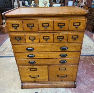 Antique Oak The Wagemaker Ltd.  Library Bureau File Cabinet 15 Drawer Stacking