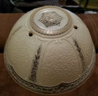 Antique Vintage Victorian Clear & Cream Glass Ceiling Light Shade Globe 10 1/2 "
