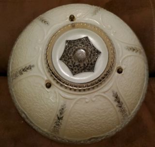 ANTIQUE VINTAGE VICTORIAN CLEAR & CREAM GLASS CEILING LIGHT SHADE GLOBE 10 1/2 