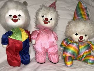 3 Poter Musical Movements Clowns Rainbow Doll Pink Polka Dots Color Vintage 1986