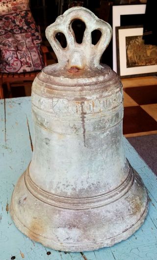 Large Early Antique Bronze Ship / Mission Bell From The Estate Peter Pellettieri