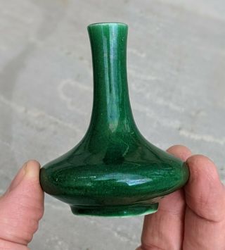 Chinese Antique Green Langyao Crackle Glaze Vase Qing Monochrome Porcelain Fine.