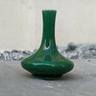 Chinese Antique Green Langyao Crackle Glaze Vase Qing Monochrome Porcelain FINE. 2