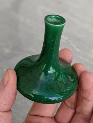 Chinese Antique Green Langyao Crackle Glaze Vase Qing Monochrome Porcelain FINE. 4