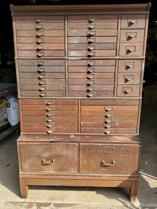 Antique Globe Wernicke Barrister Oak Apothecary Industrial Cabinet 43 Drawers
