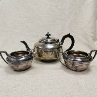 Art Deco Period Silver Plated Three - Piece Teaset.  J T & Co