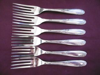 Lovely Set Of 6 Angora Silver Plated Epns Cake Forks