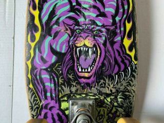 Santa Cruz Salba Tiger Skateboard Deck Opus 1 Trucks Estate Find Purple Yellow 4