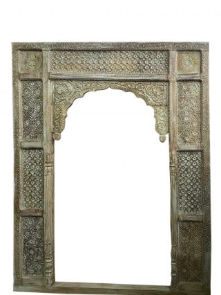 VINTAGE Wooden Arch BLUE ARCHWAY Carved Rustic Indian FLOOR MIRROR 2