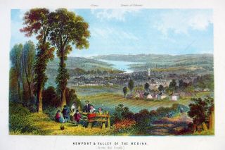 Newport And The Medina Isle Of Wight Antique Chromolithograph C1874