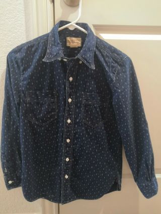 Rrl Ralph Lauren Women Chambray Denim Shirt Western Size 1 Xs Color Indigo Blue