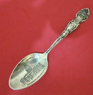 Sterling Silver Denver Colorado Capitol Miner & Indian Souvenir Spoon 5 1/4 "