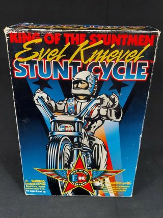 1998 Evel Knievel King Of The Stuntmen Stunt Cycle Playset Red White & Blue