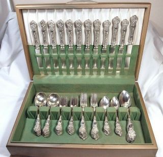 Antique 1903 Wild Rose By Watson Sterling Silver 66 Pc Silverware Set For 12