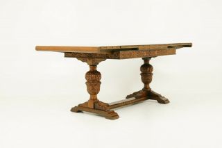 Antique Oak Refectory Table,  Draw Leaf Table,  Extendable,  Scotland 1930,  B1709C 4