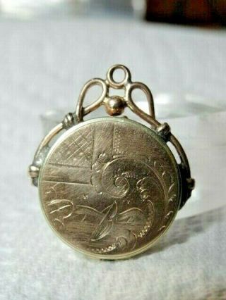 Antique Victorian 1/4 Gold Shell Engraved Locket Pendant Fob W&h Co No Monogram