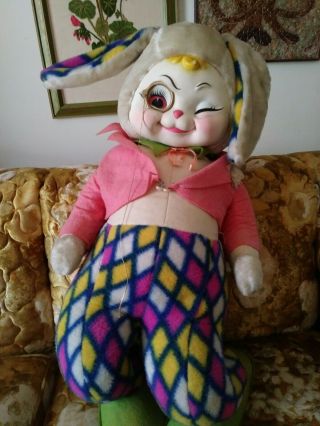 Vtg 1950s Rare Rushton Easter Bunny Rabbit Rubber Face 24 " Tall Stuffed Animal