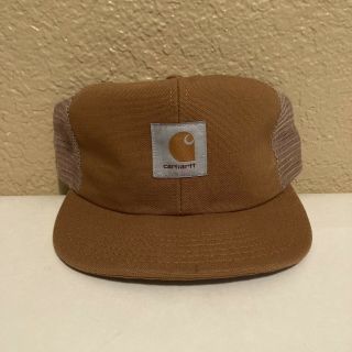 Vintage Carhartt Snapback Trucker Hat Cap Made In Usa Brown Cotton 80’s/90’s