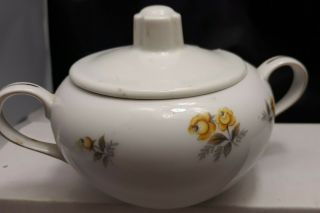 Vintage Ariel Japanese Fine China Sugar Bowl Yamaka White With Yellow Flowers