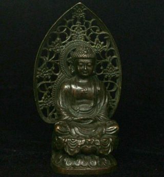 Buddhism Antique Bronze Carved Sakyamuni Amitabha Tathagata Buddha Statue
