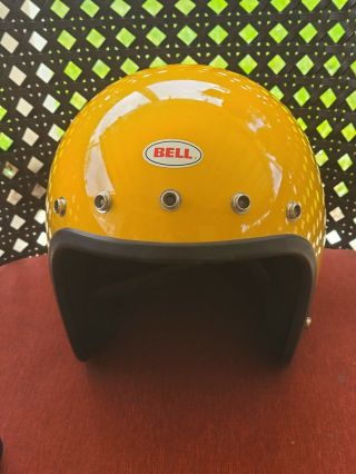 Vintage 1975 Bell Magnum Iii 3 Motorcycle Car Racing Helmet 7 5/6 Yellow