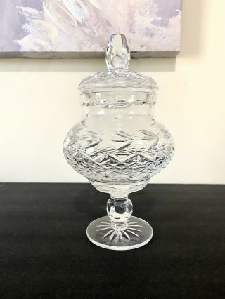 Vintage Cut Etched Lead Crystal Compote Candy Dish Apothecary Jar