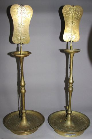 A Very Fine/large Korean Full Set Of Brass Candle Sticks - 19th C