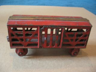 Antique Vintage Cast Iron Floor Train Kenton Cattle Car No 2