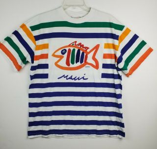Vintage Adult T - Shirt Maui Hawaii Stripped 90 