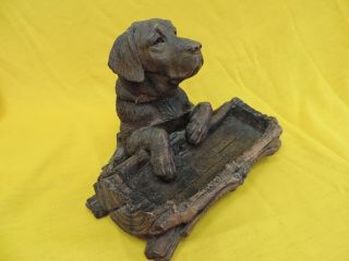 19th Century Large Black Forest Carved Dog Inkwell & Pen Stand 2