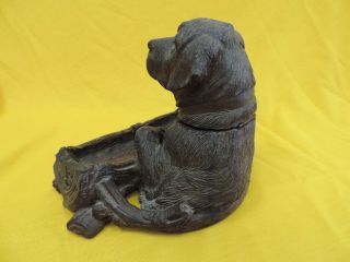 19th Century Large Black Forest Carved Dog Inkwell & Pen Stand 5